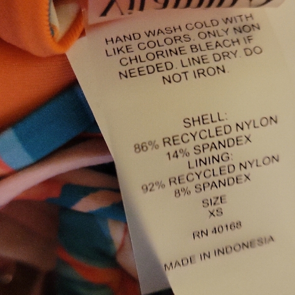 Vitamin A Sustainable Swimwear Orange and Blue Halter Bikini Top Size XS - Picture 16 of 16